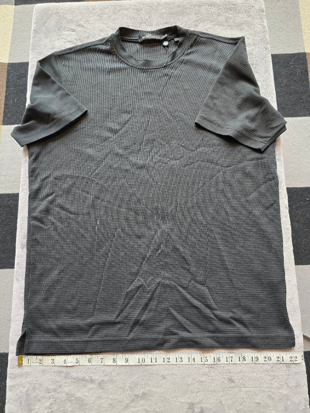 Bugatchi Uomo Men's Short Sleeve Waffle knit T-Shirt Black Luxury Modal Blend M